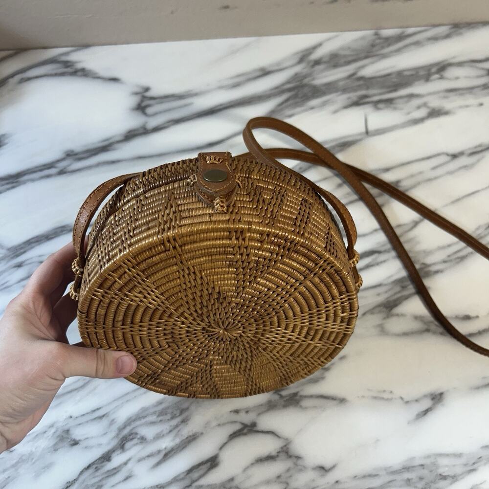 Round Rattan Straw Bag Wicker Purse Boho‎ Bag for Women Cross Body Cottagecore - Picture 2 of 8